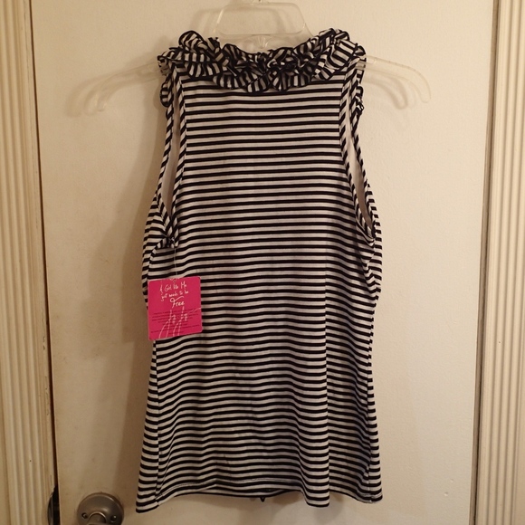 HeartSoul Ruffle Navy and White Striped Tank - Picture 2 of 6